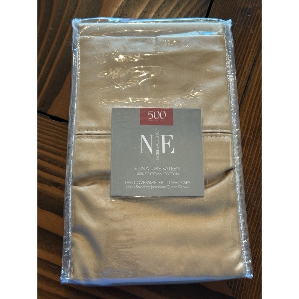 Noble Excellence NE Latte Over Sized Standard Queen Pillowcases‎ Set New 500ct